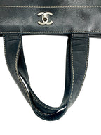 Chanel Black Leather Executive Shopper Tote W/ Strap