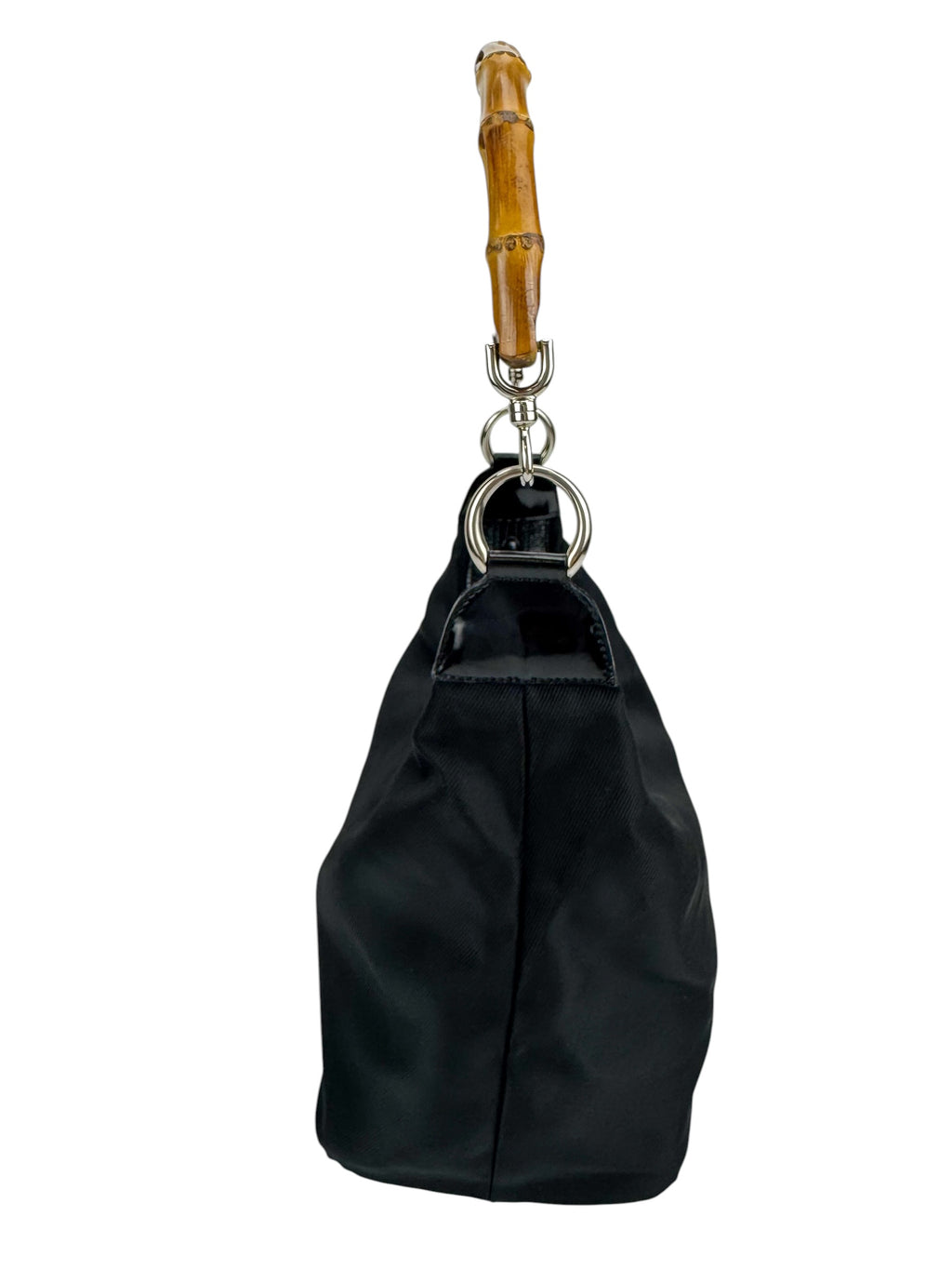 Gucci Black Nylon Bamboo Shoulder Bag