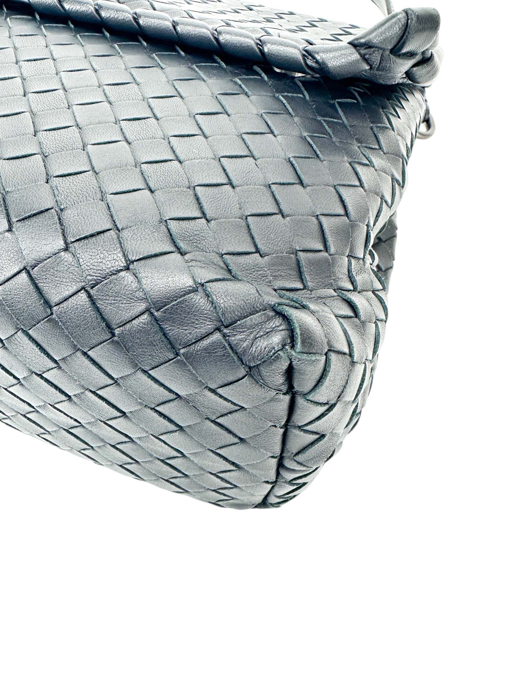 Bottega Veneta Navy Intrecciato Olympia Bag