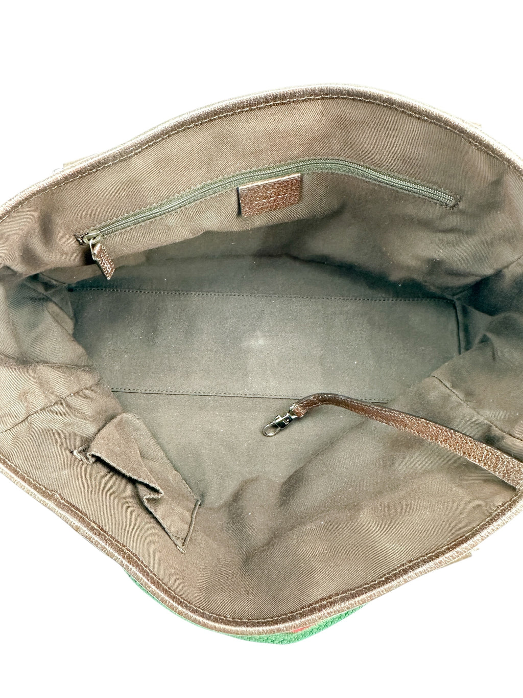 Gucci GG Canvas Small Tote w/ Heritage Stripe Strap