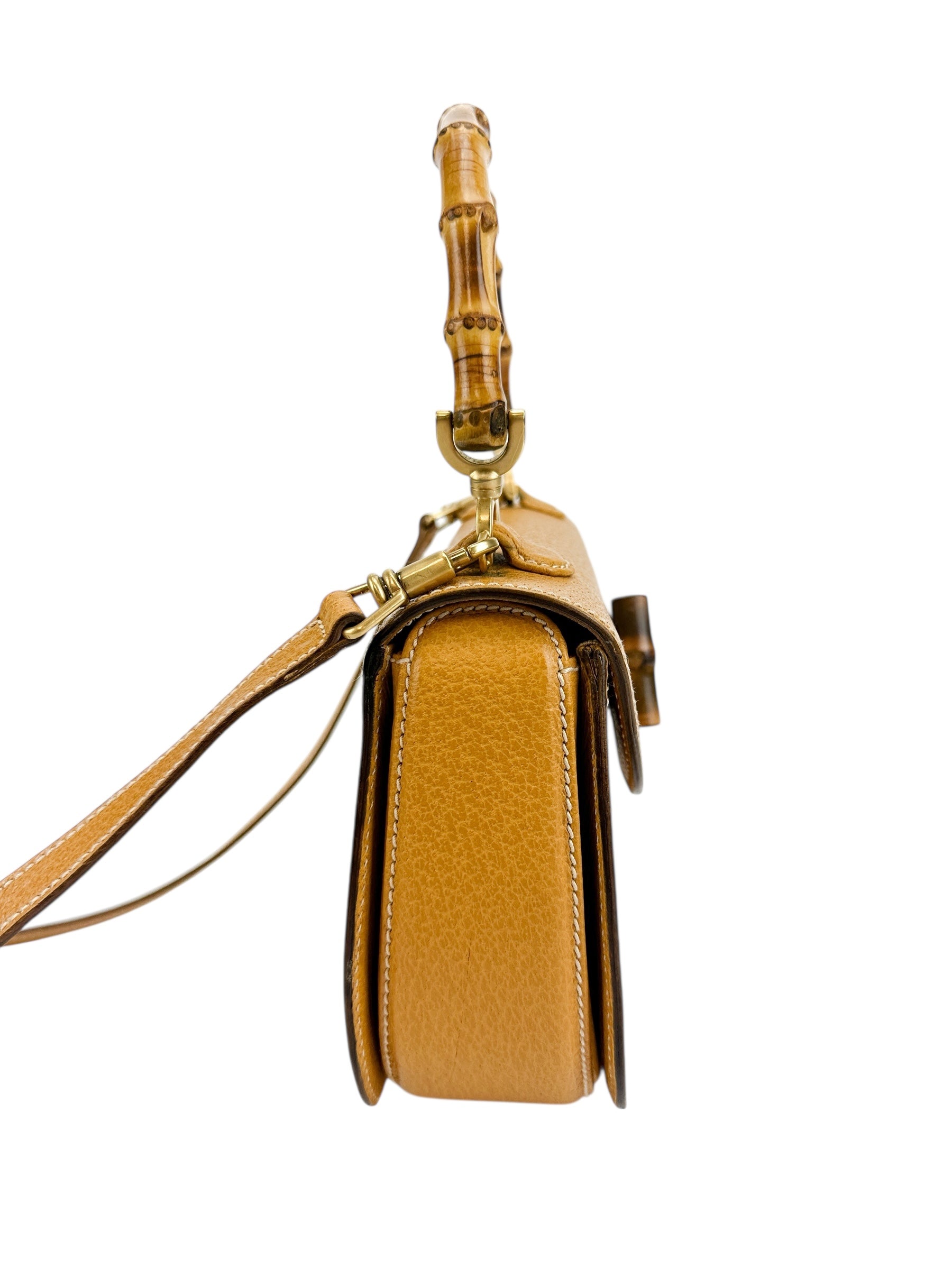 Gucci Small Beige Leather 1947 Bamboo Bag