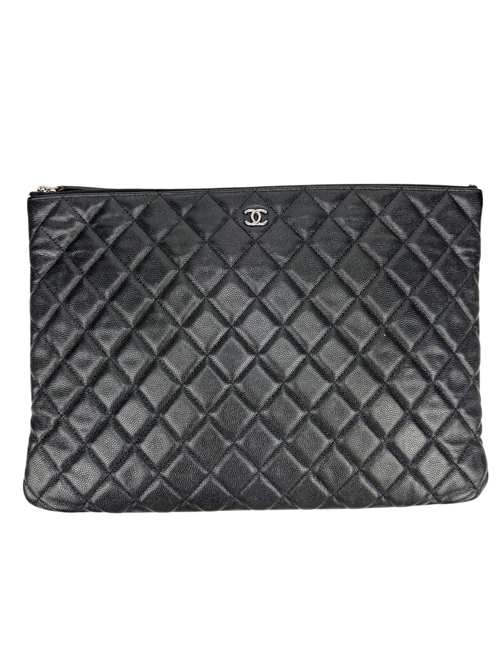 Chanel Black Caviar Large O Case Clutch