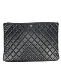 Chanel Black Caviar Large O Case Clutch