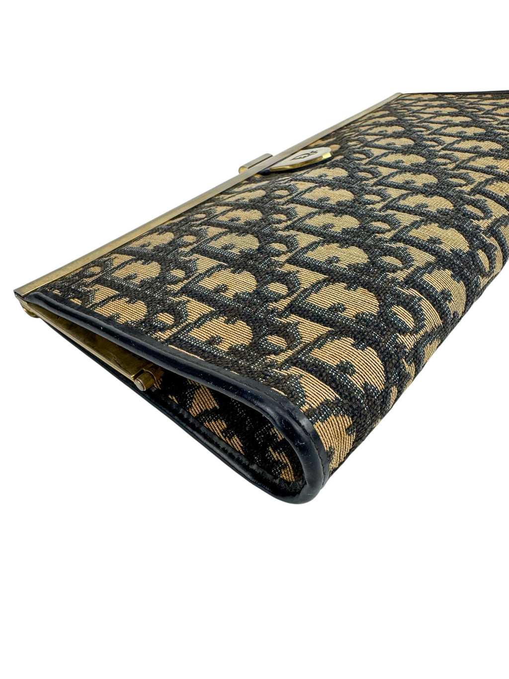 Christian Dior Vintage Blue Oblique French Lock Clutch
