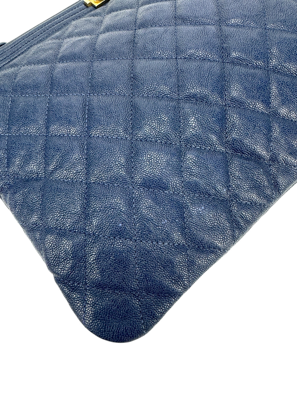 Chanel Blue Caviar Quilted Medium O Case Clutch