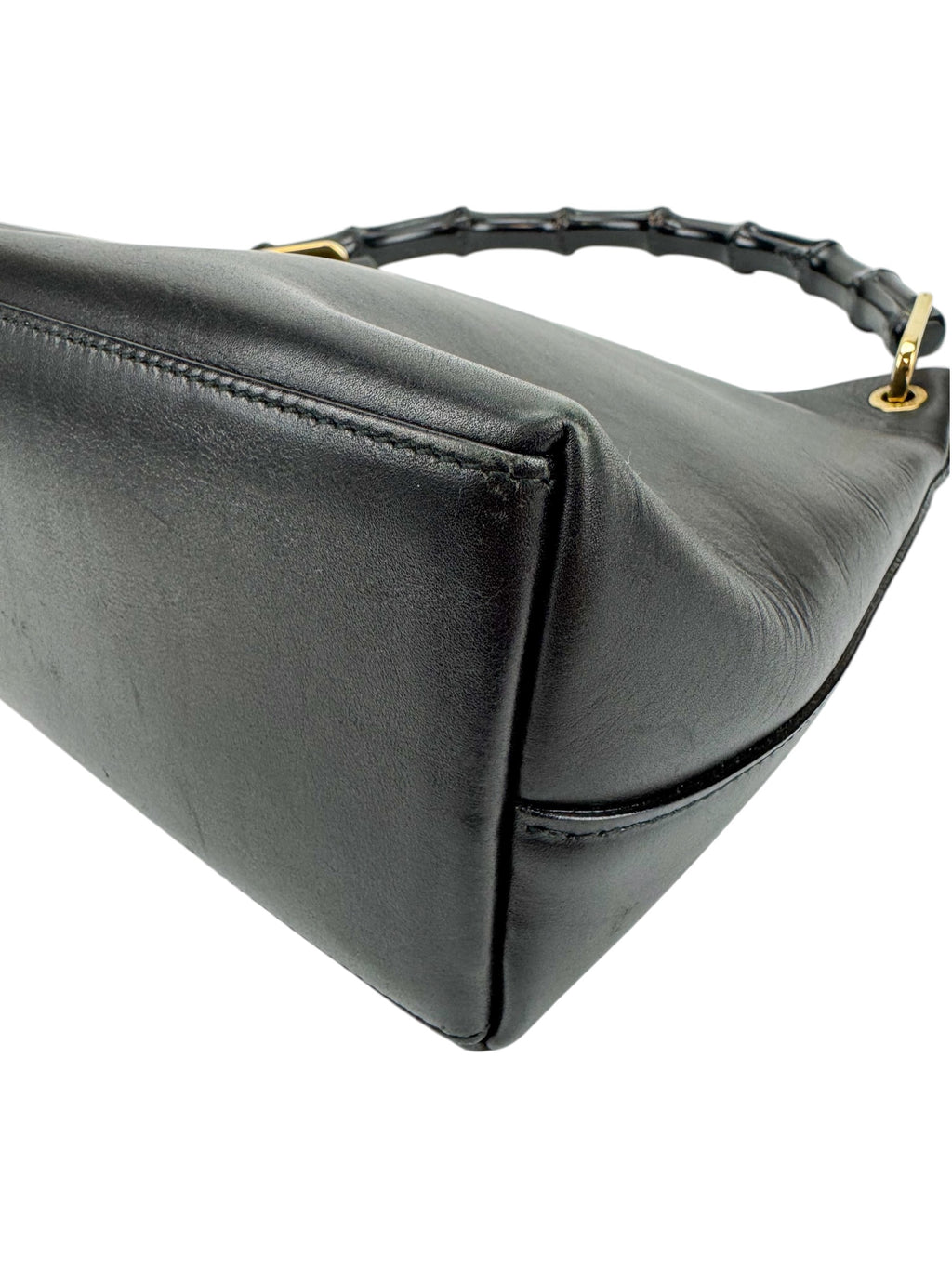 Gucci Black Leather Bamboo Bag
