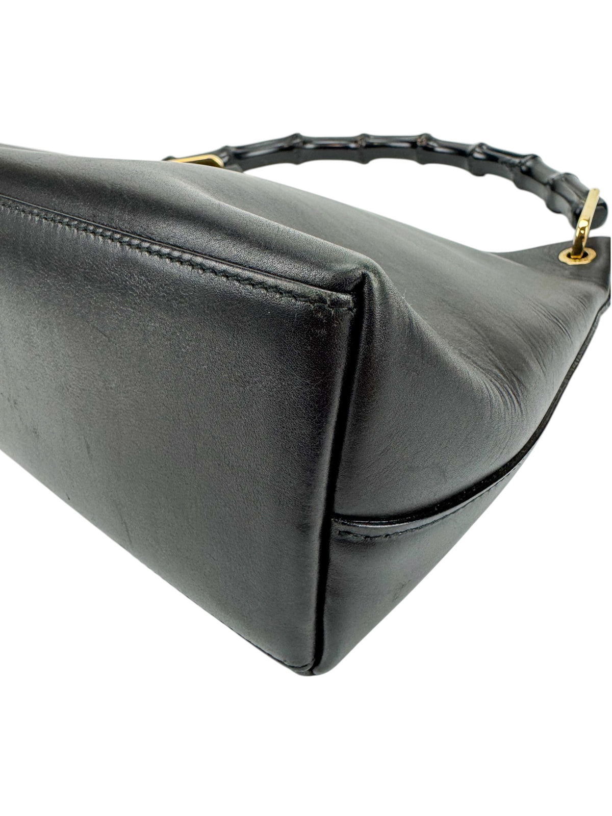 Gucci Black Leather Bamboo Bag