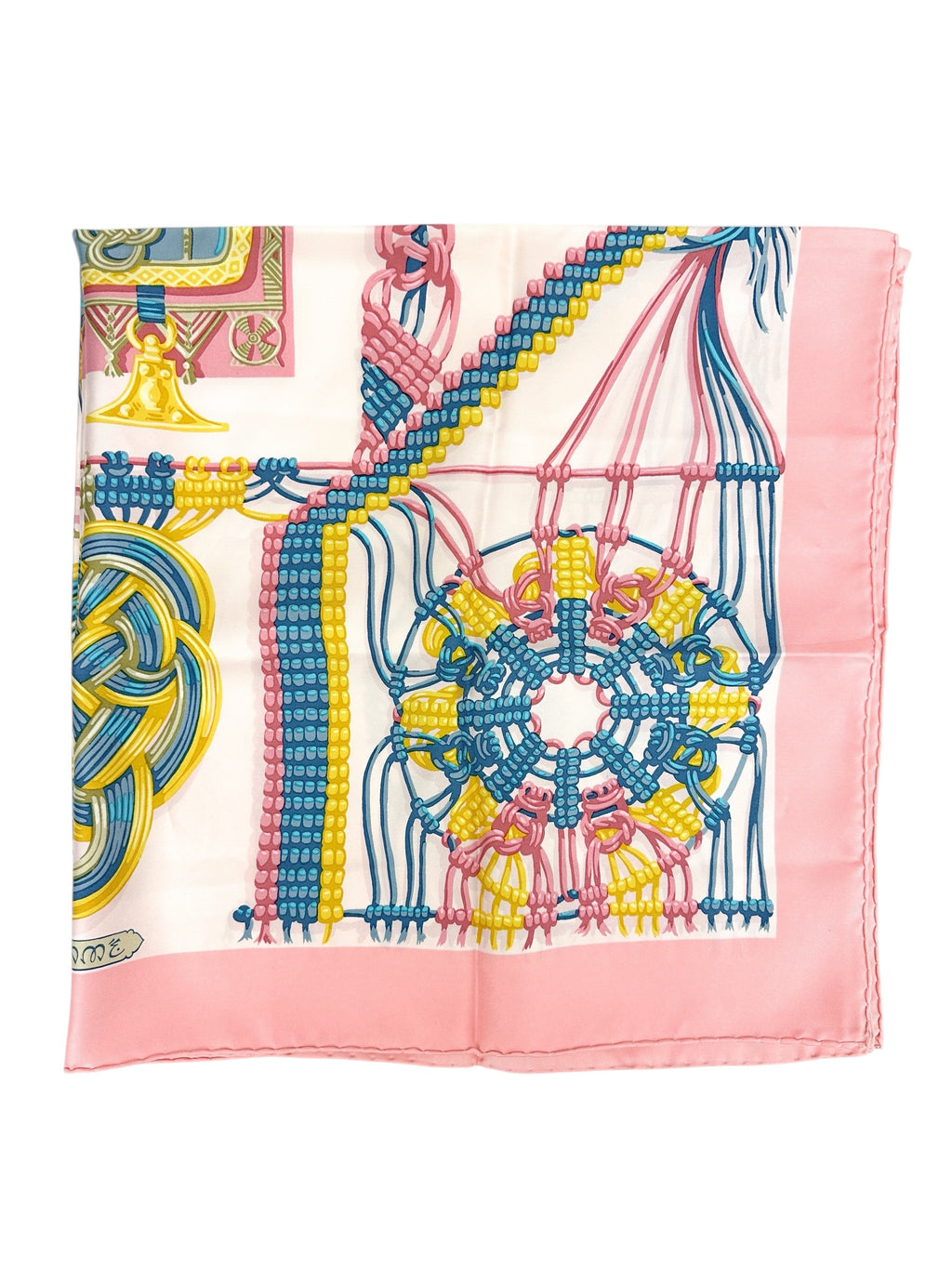 Hermes Pink Macrame 90cm Silk Scarf