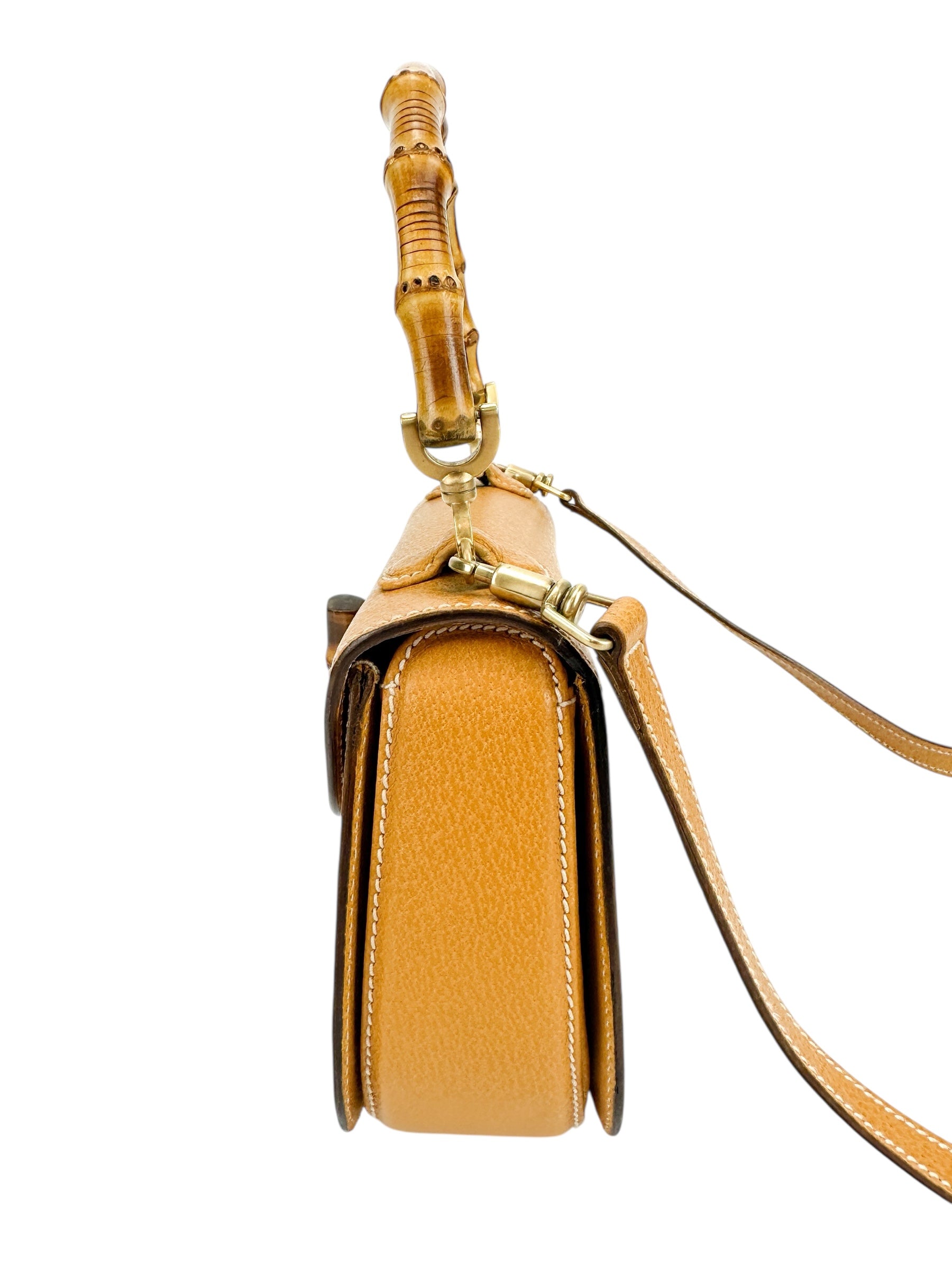 Gucci Small Beige Leather 1947 Bamboo Bag