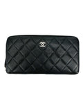 Chanel Black Quilted Caviar Zip Around Wallet