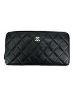 Chanel Black Quilted Caviar Zip Around Wallet