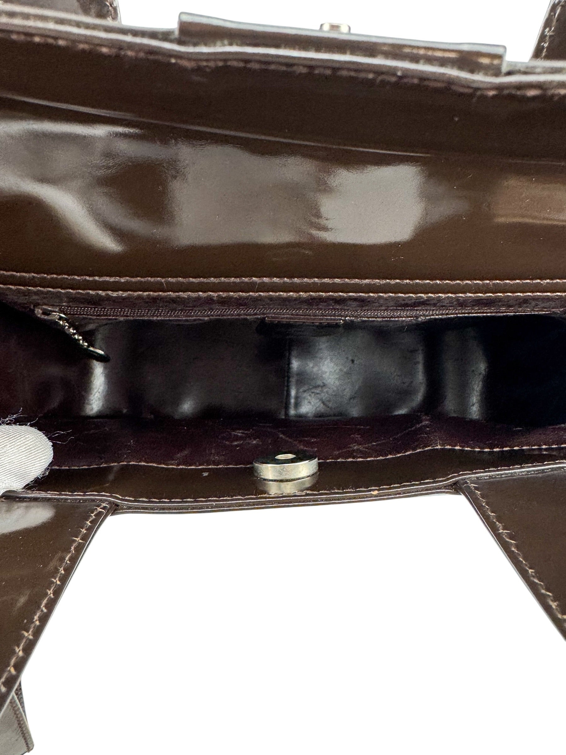 Gucci Brown Patent Interlocking GG Bag
