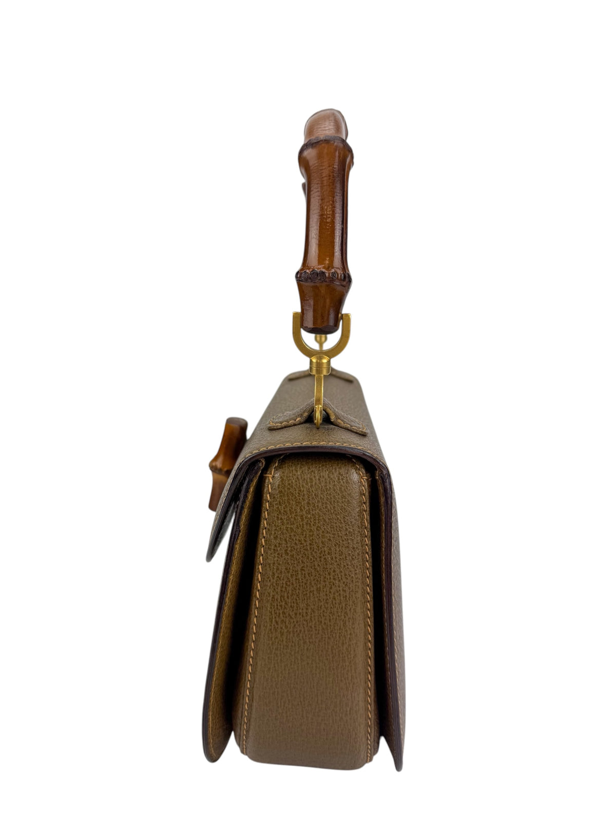 Gucci Vintage Medium Brown Leather 1947 Bamboo Bag