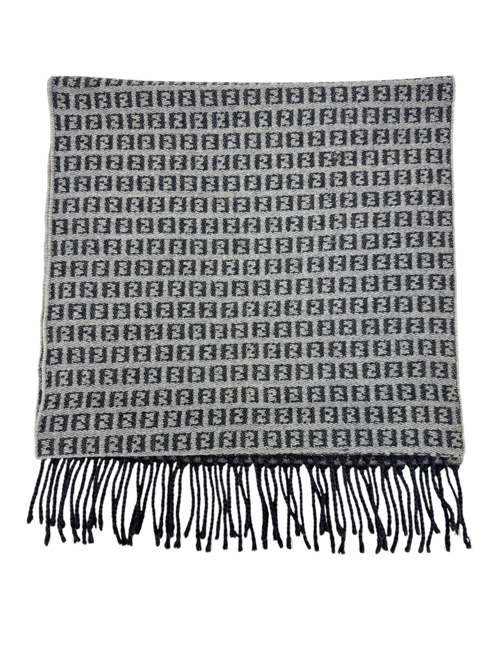 Fendi Grey and Black Zucchino Wool Scarf