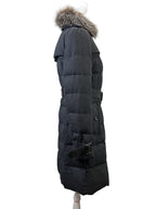 Burberry Dark Grey Puffer Long Coat w/ Fur Hood Size 38