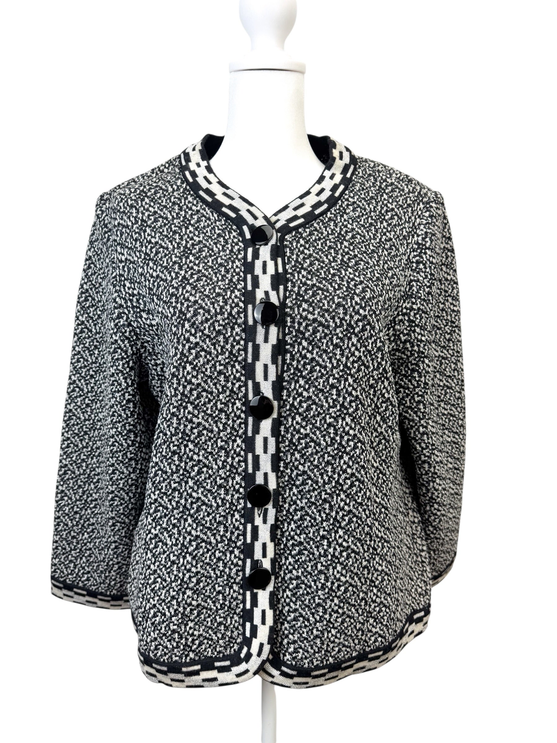 Yves Saint Laurent Black and White Cardigan Size L