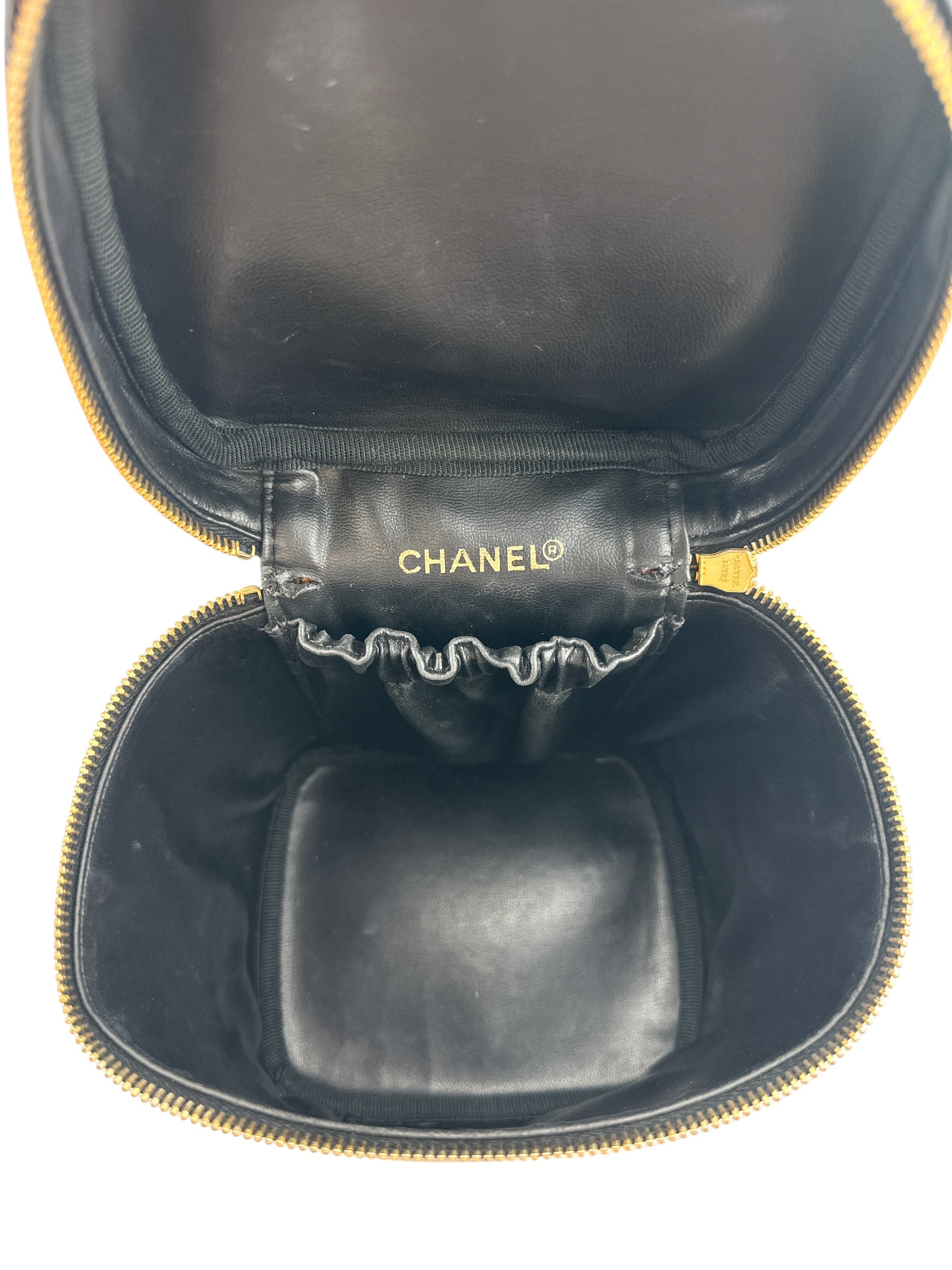 Chanel Vintage Tall Black Lambskin Vanity Case