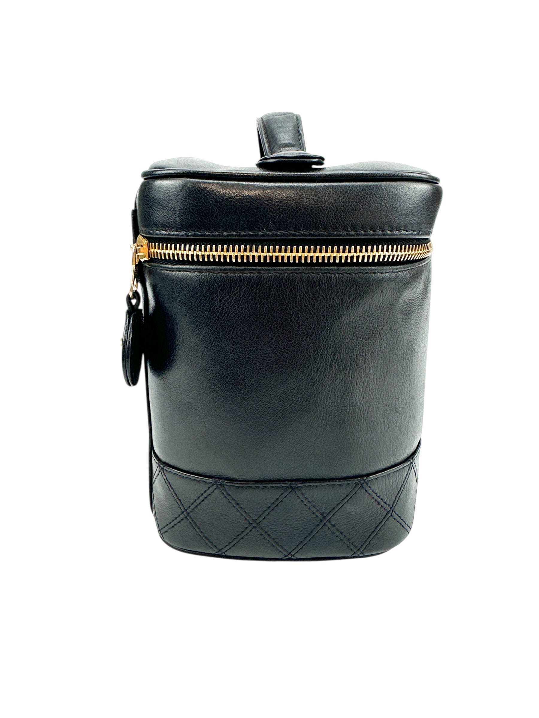 Chanel Vintage Tall Black Lambskin Vanity Case