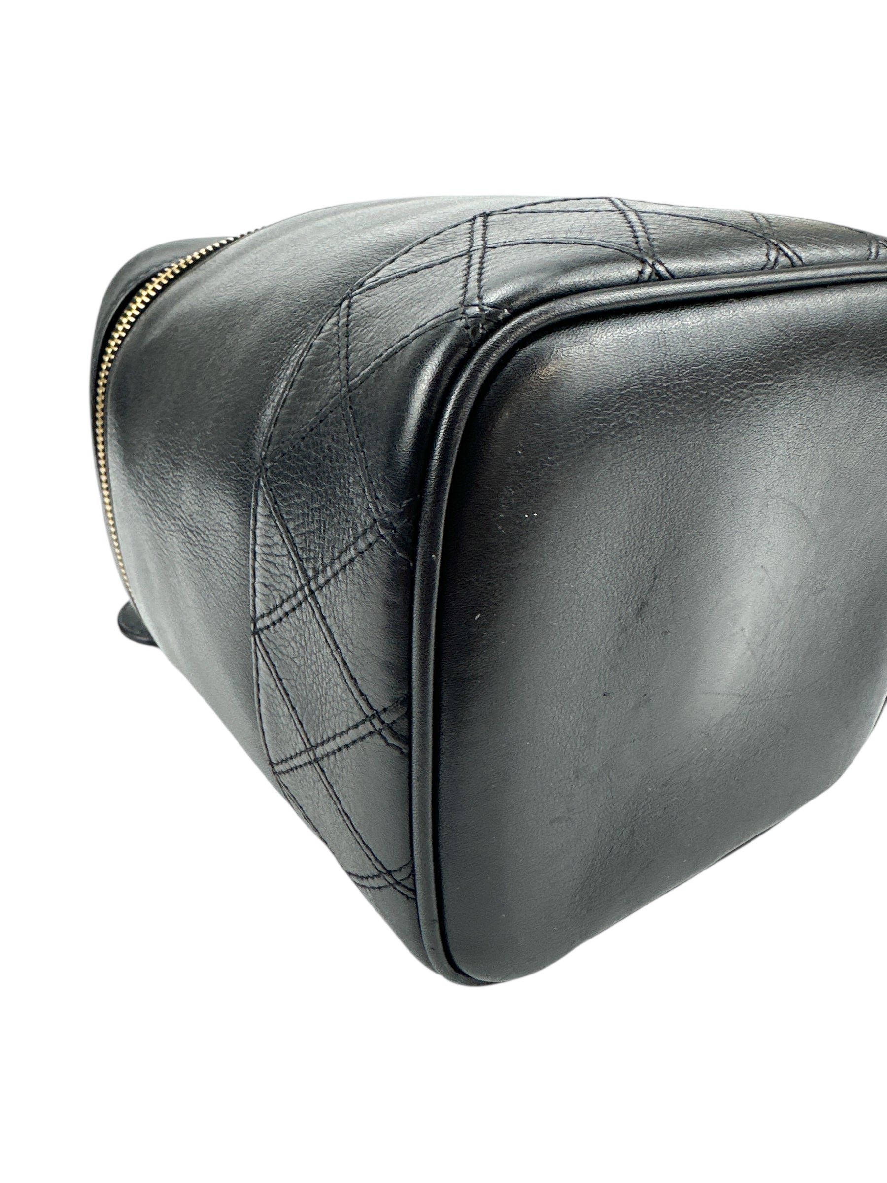 Chanel Vintage Tall Black Lambskin Vanity Case