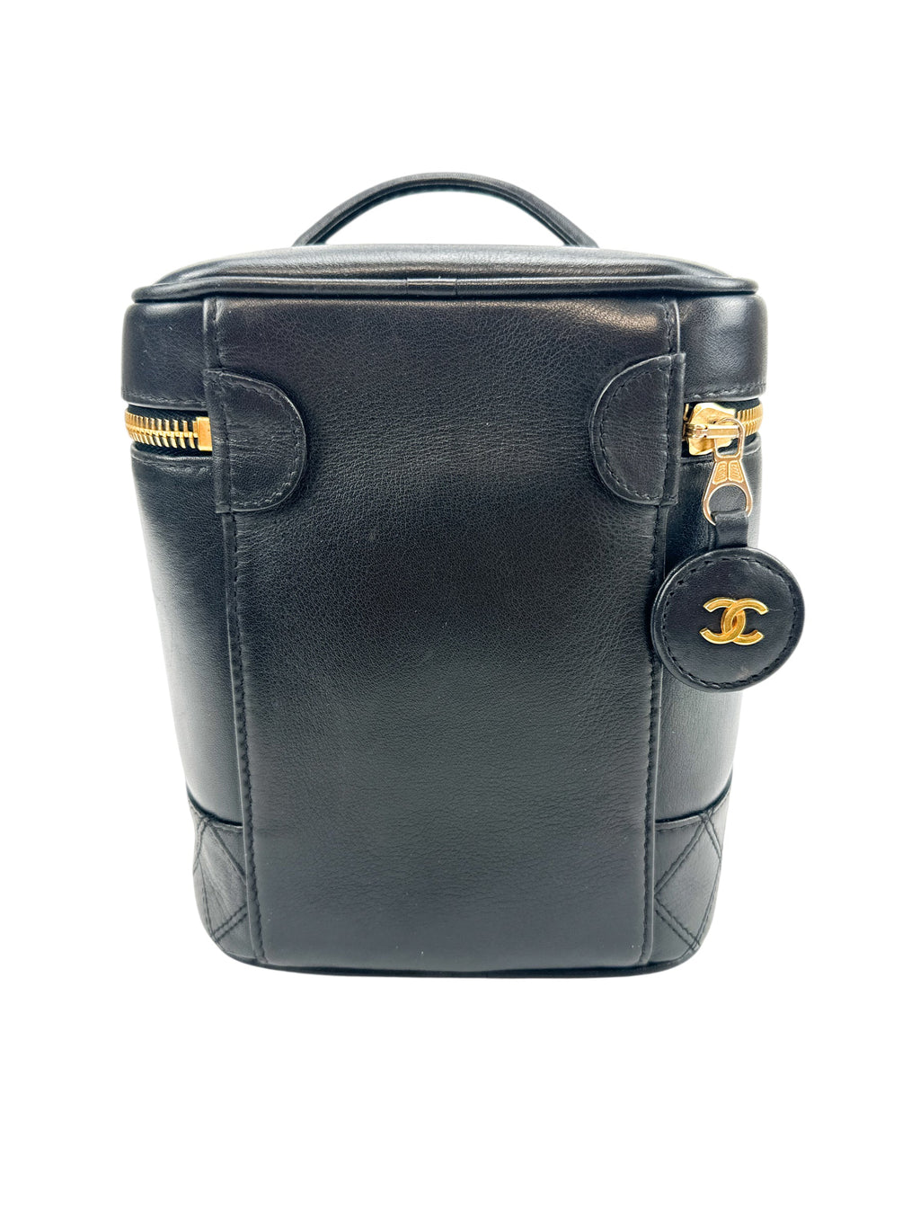 Chanel Vintage Tall Black Lambskin Vanity Case