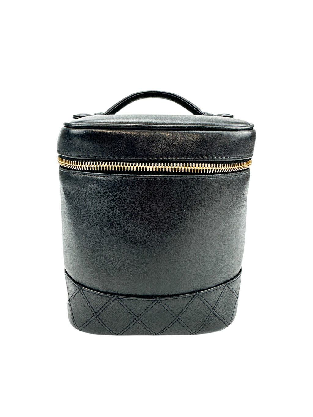 Chanel Vintage Tall Black Lambskin Vanity Case