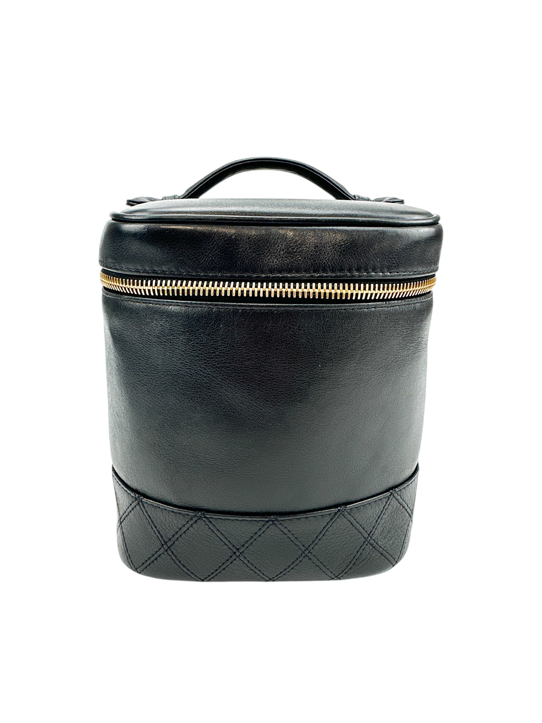 Chanel Vintage Tall Black Lambskin Vanity Case