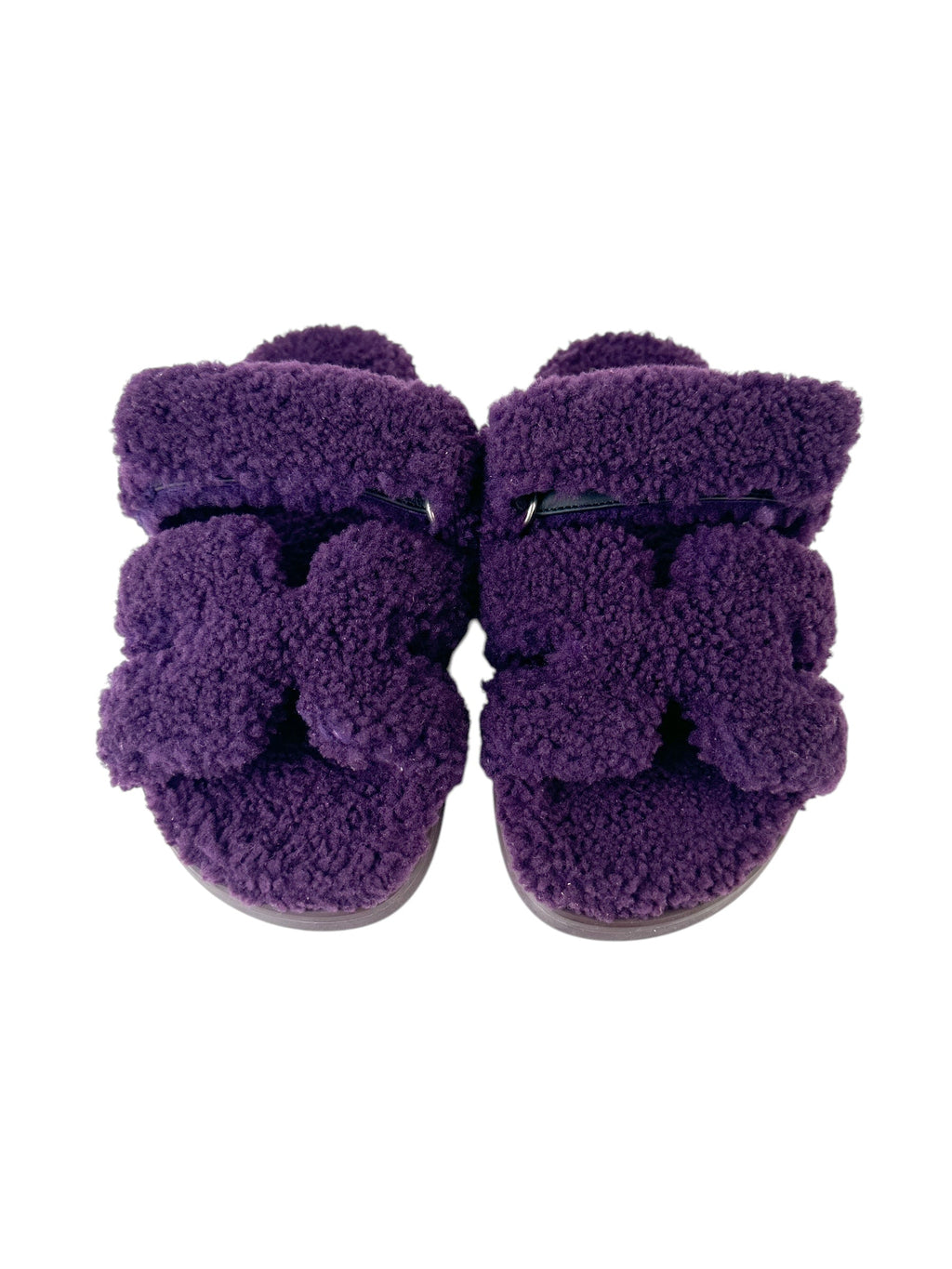 Hermès Purple Chypre Shearling Sandals Size 37
