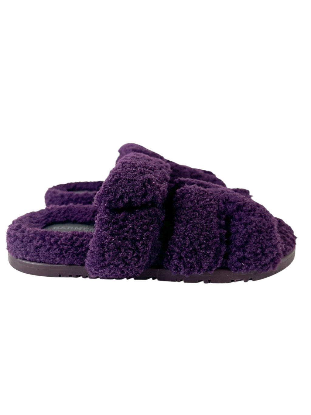 Hermès Purple Chypre Shearling Sandals Size 37