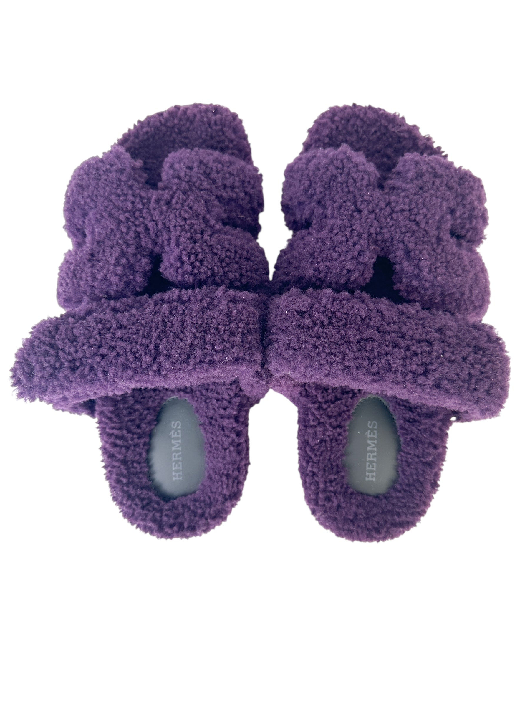 Hermès Purple Chypre Shearling Sandals Size 37
