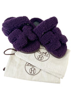 Hermès Purple Chypre Shearling Sandals Size 37