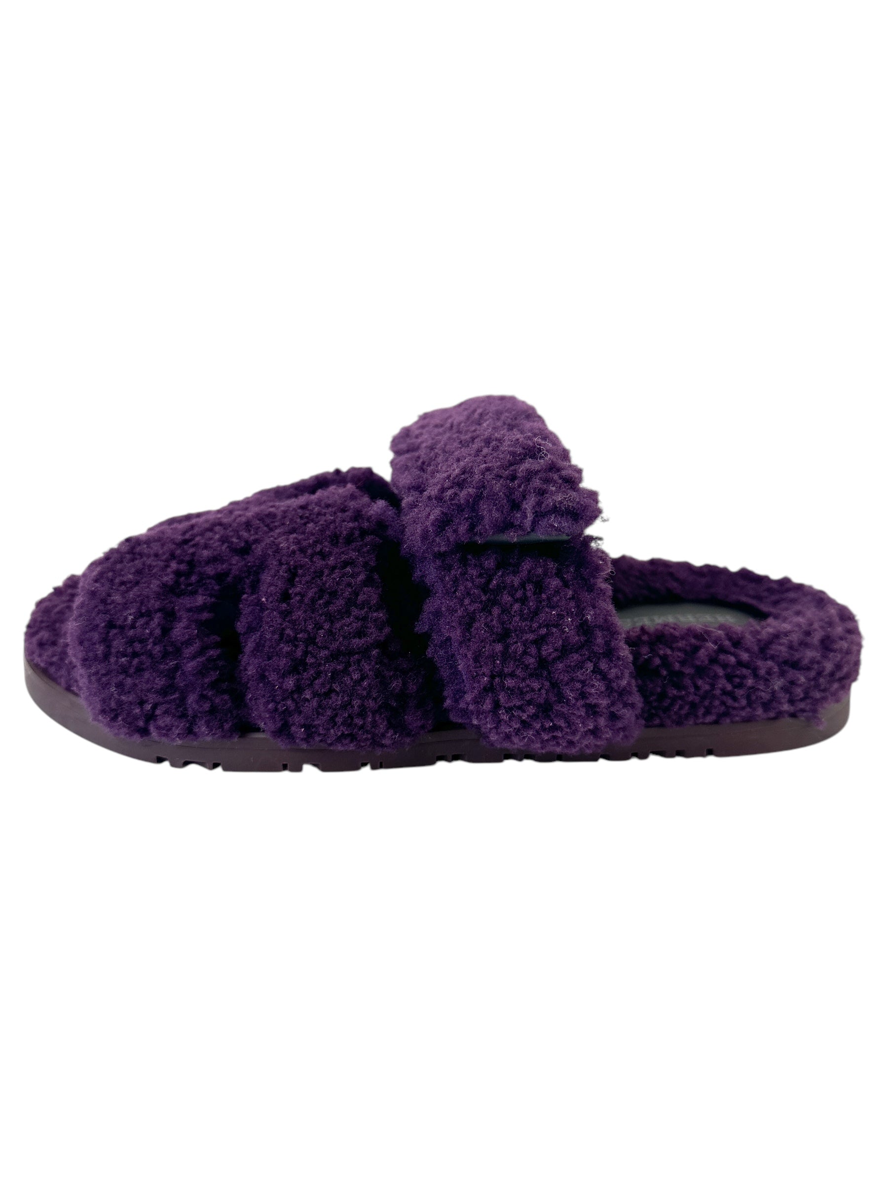 Hermès Purple Chypre Shearling Sandals Size 37