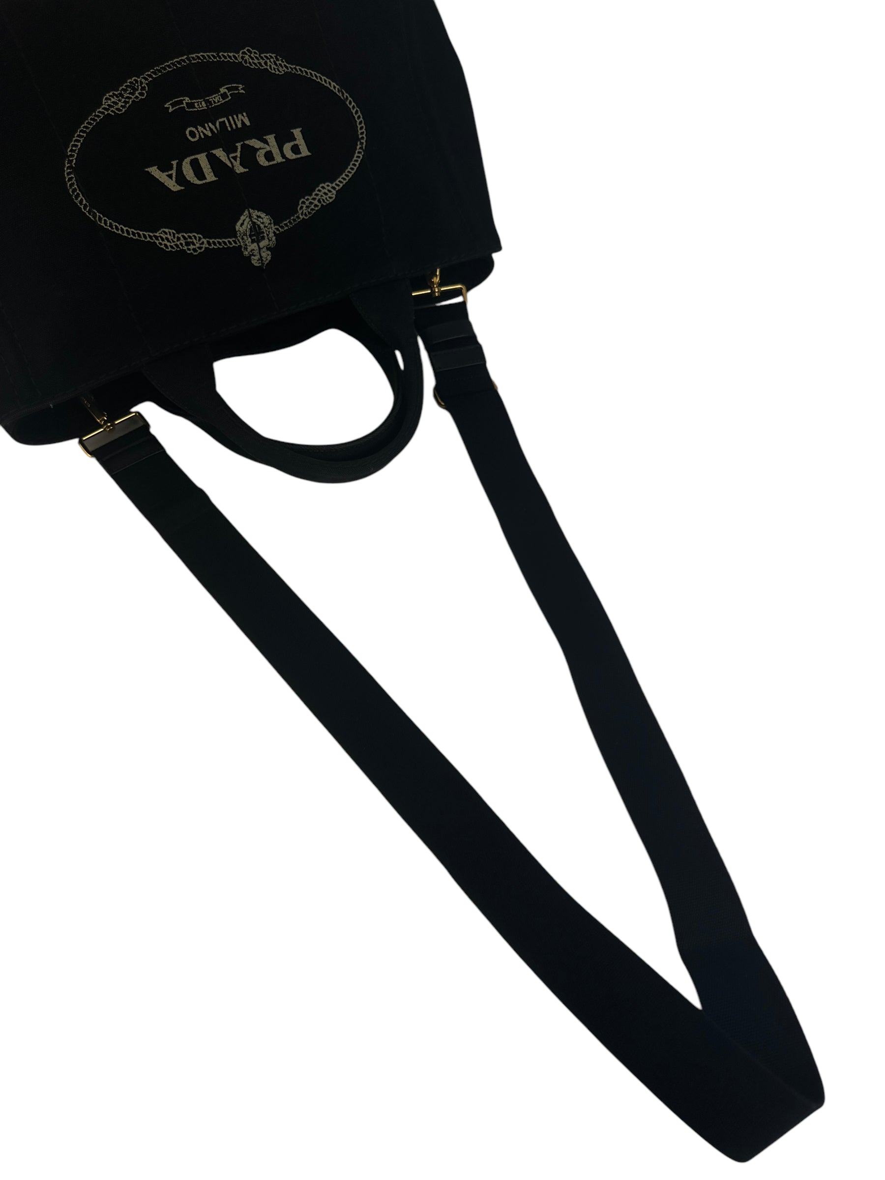 Prada Large Black Canapa Tote