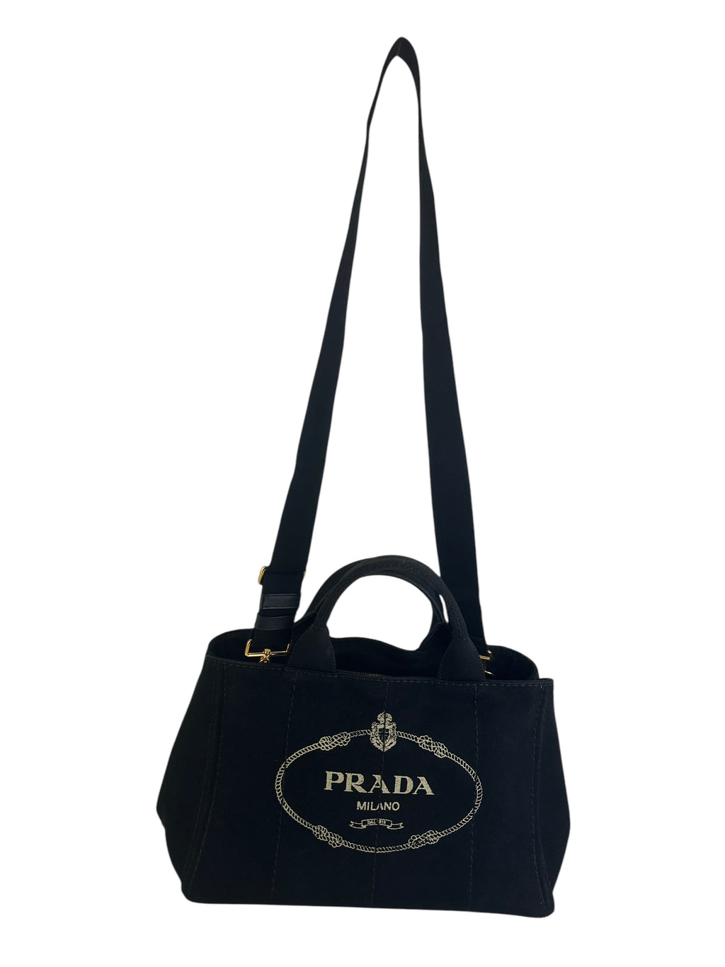 Prada Large Black Canapa Tote
