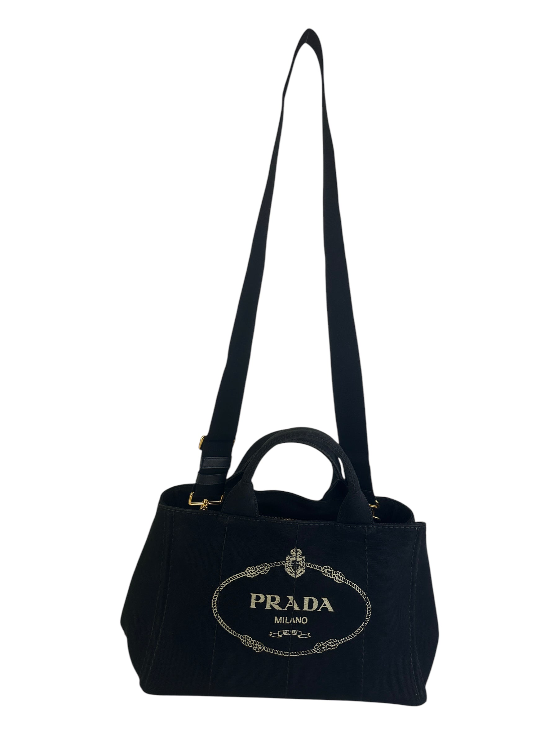 Prada Large Black Canapa Tote