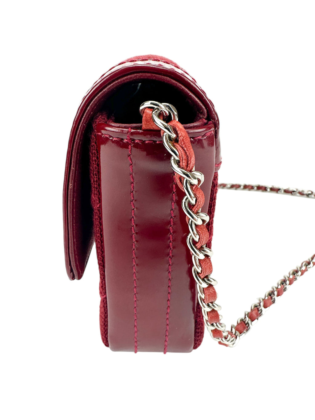 Chanel Red 2.55 Quilted Cotton and Patent Shoulder Bag