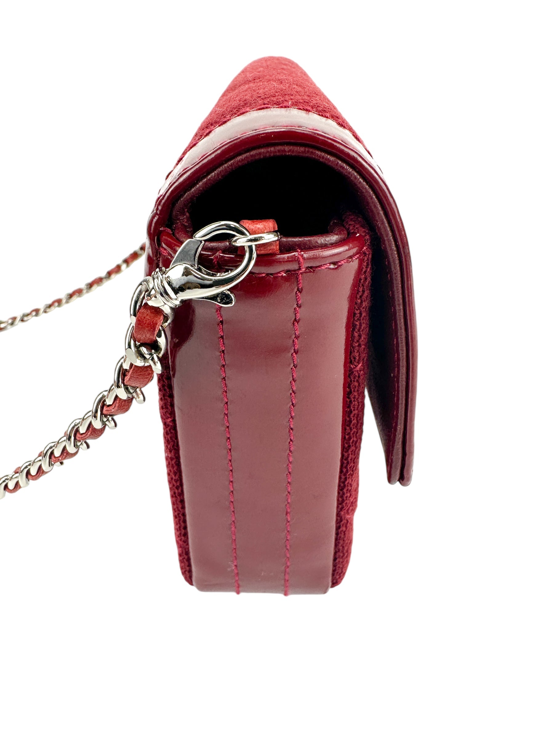 Chanel Red 2.55 Quilted Cotton and Patent Shoulder Bag