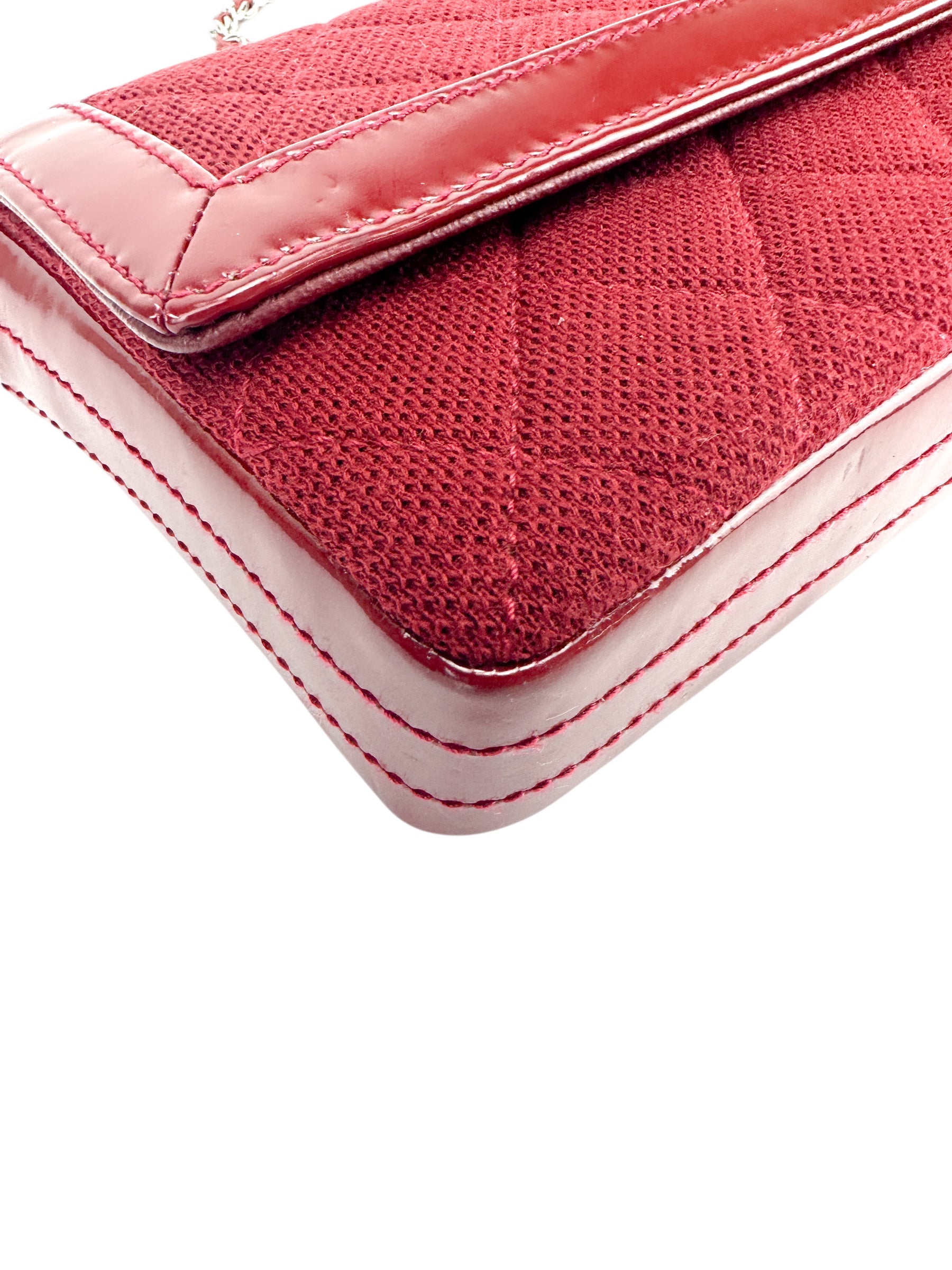 Chanel Red 2.55 Quilted Cotton and Patent Shoulder Bag