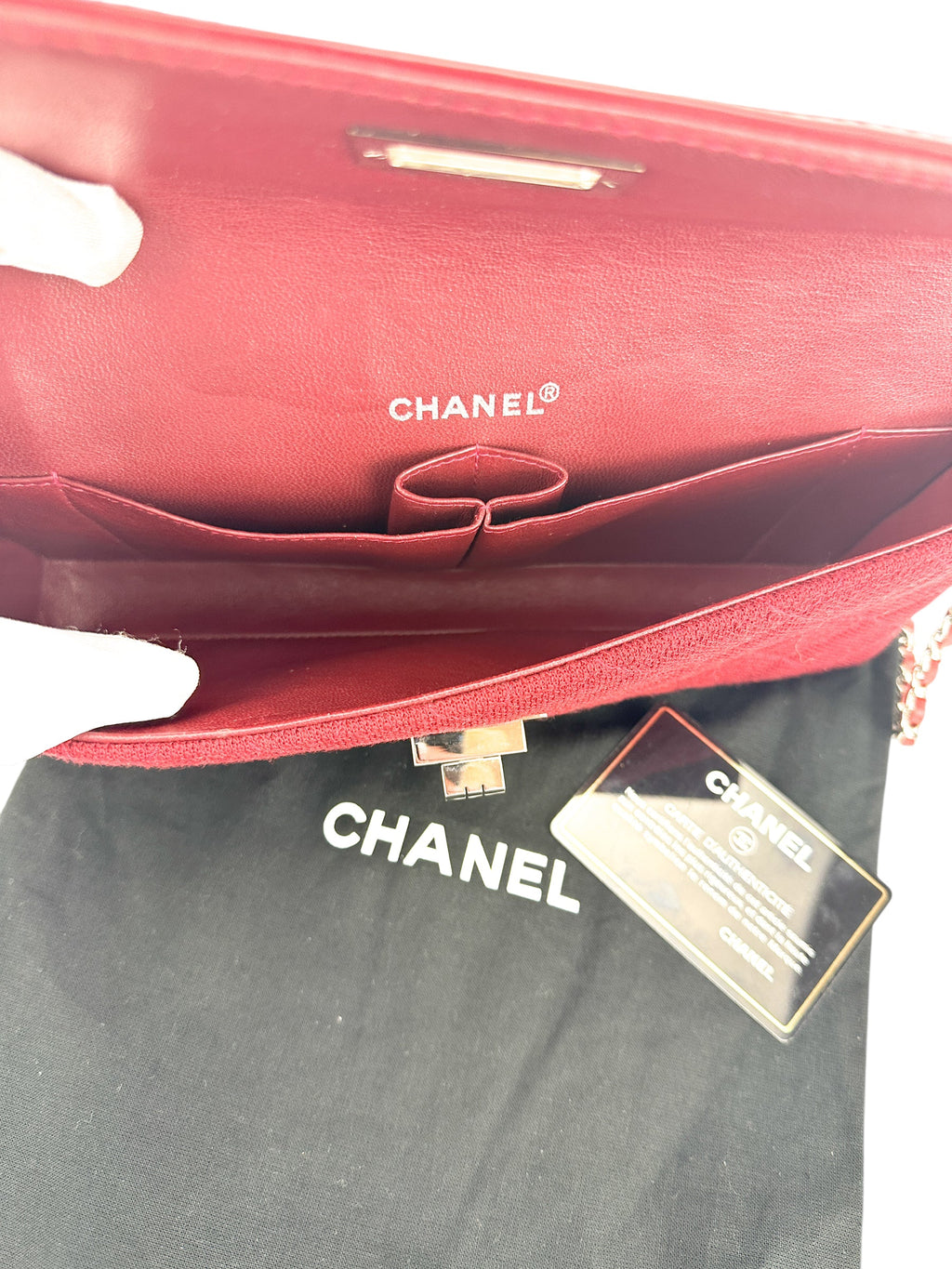 Chanel Red 2.55 Quilted Cotton and Patent Shoulder Bag