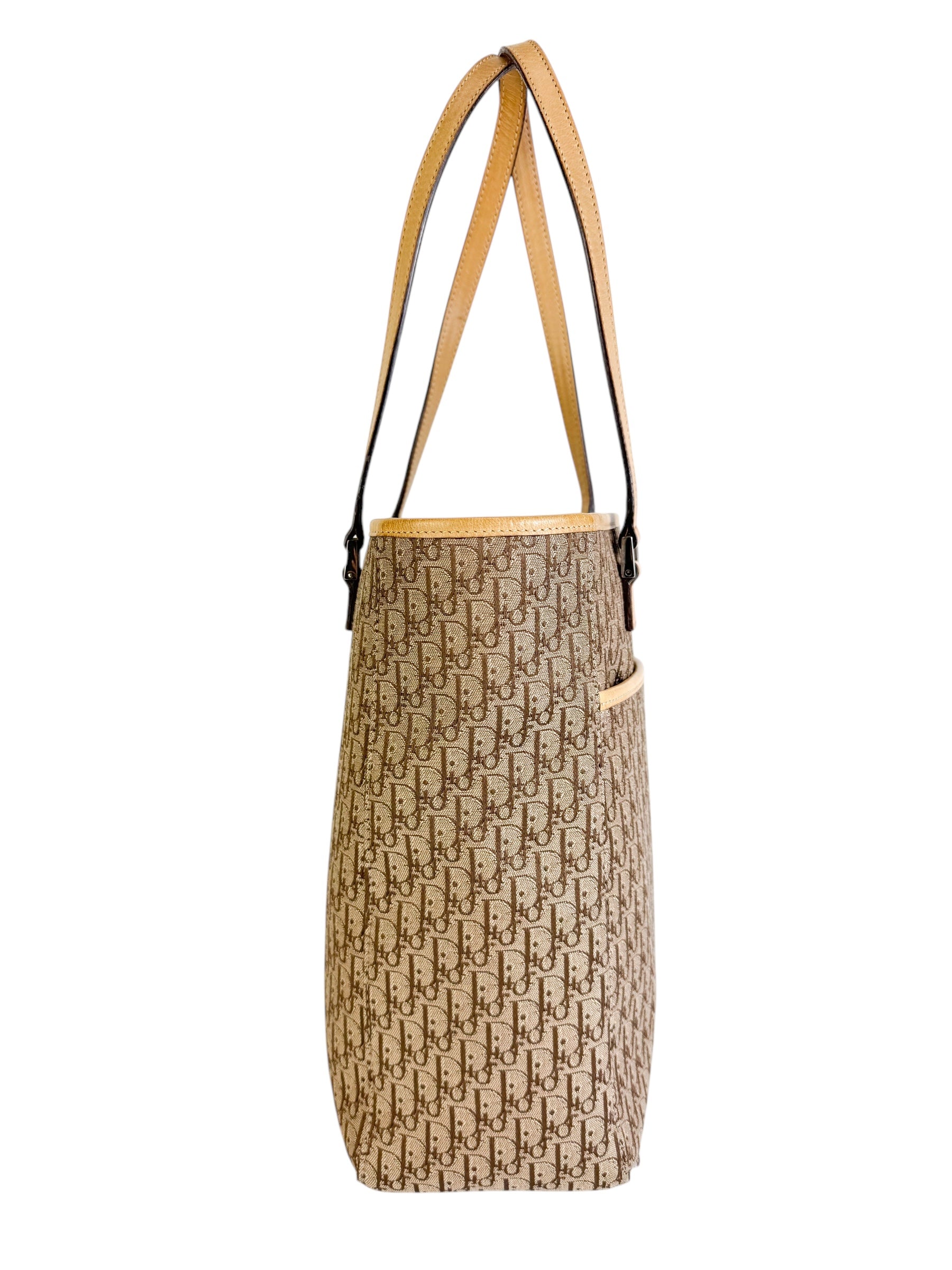 Christian Dior Beige Oblique Trotter Canvas Tote