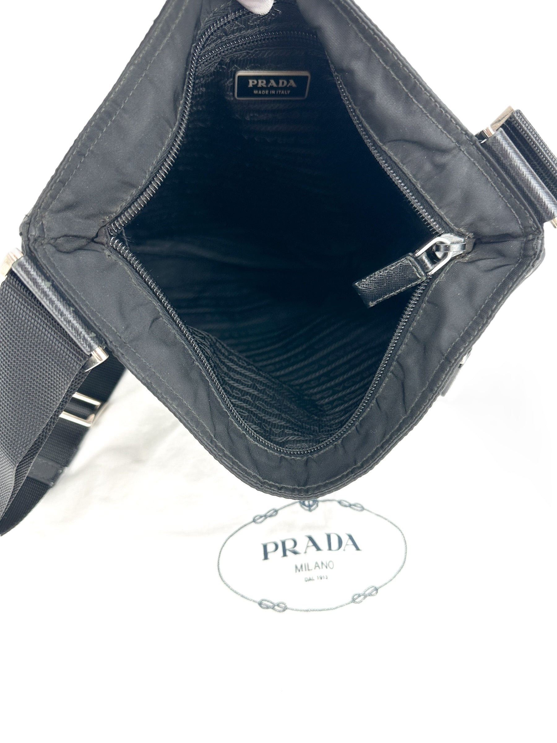 Prada Black Nylon Double Pouch Crossbody