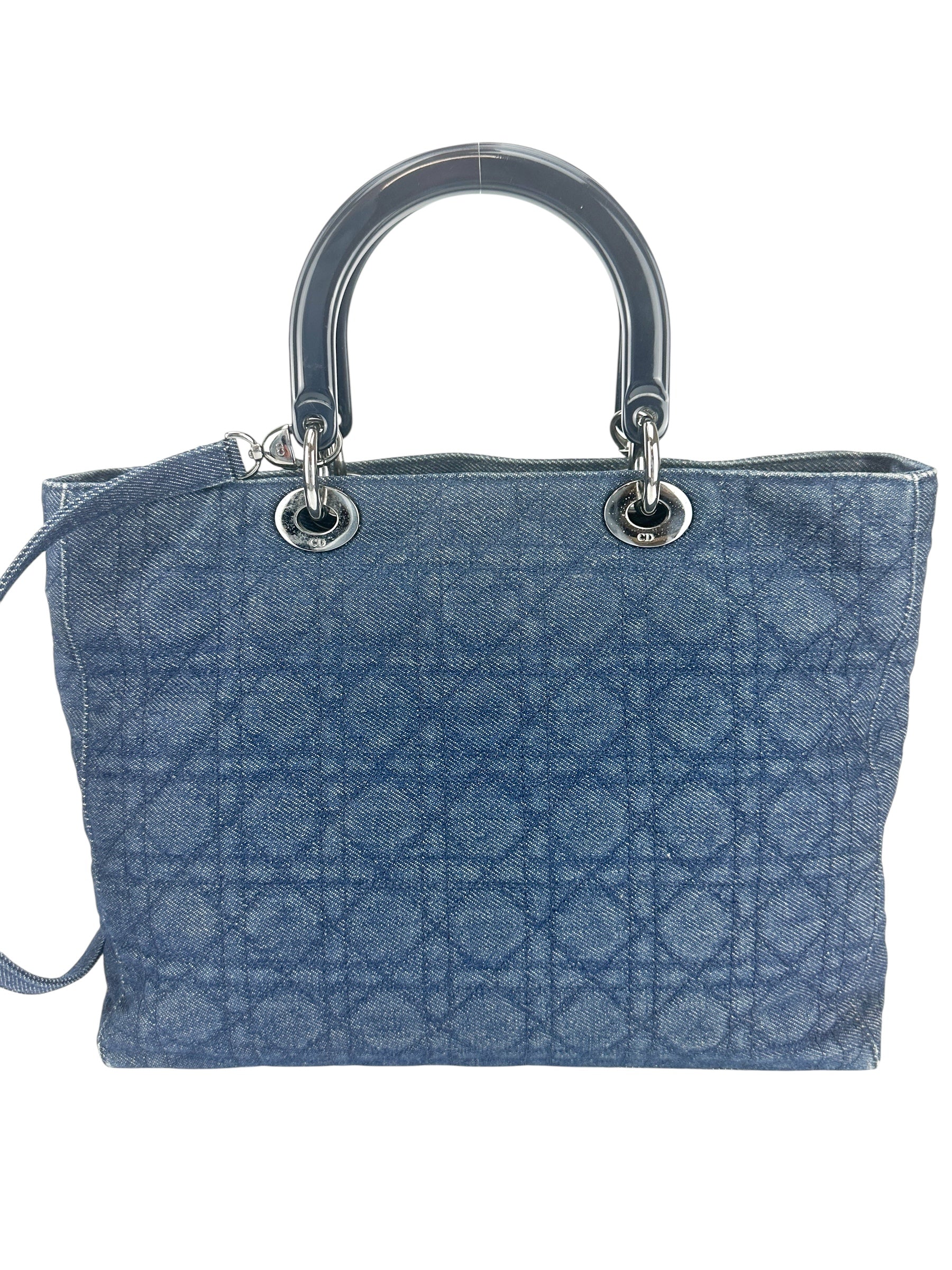 Christian Dior Vintage Large Denim Lady Dior W/ Strap