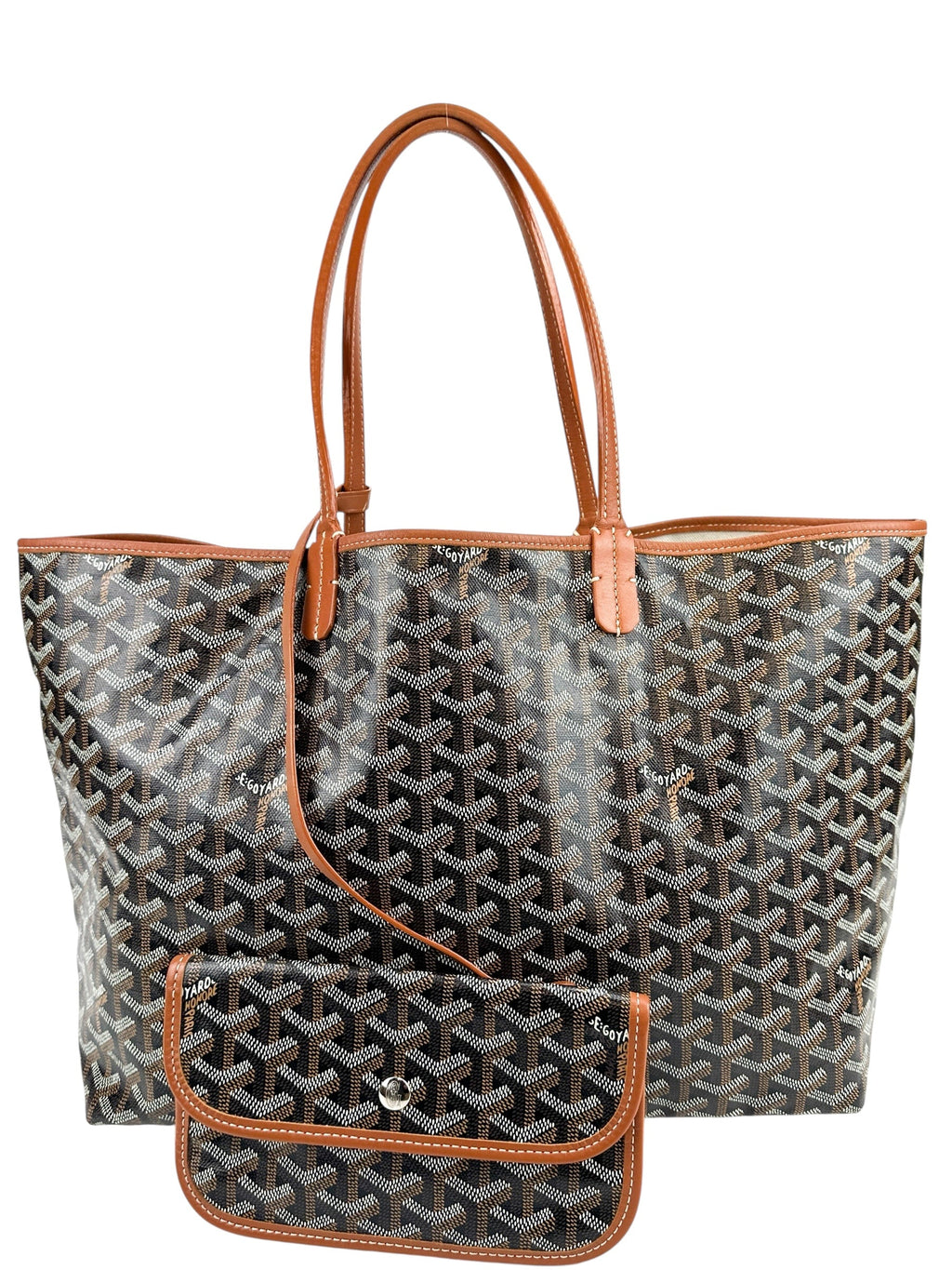 Goyard Black Goyardine Saint Louis PM Tote W/ Pouch