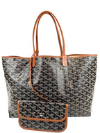 Goyard Black Goyardine Saint Louis PM Tote W/ Pouch