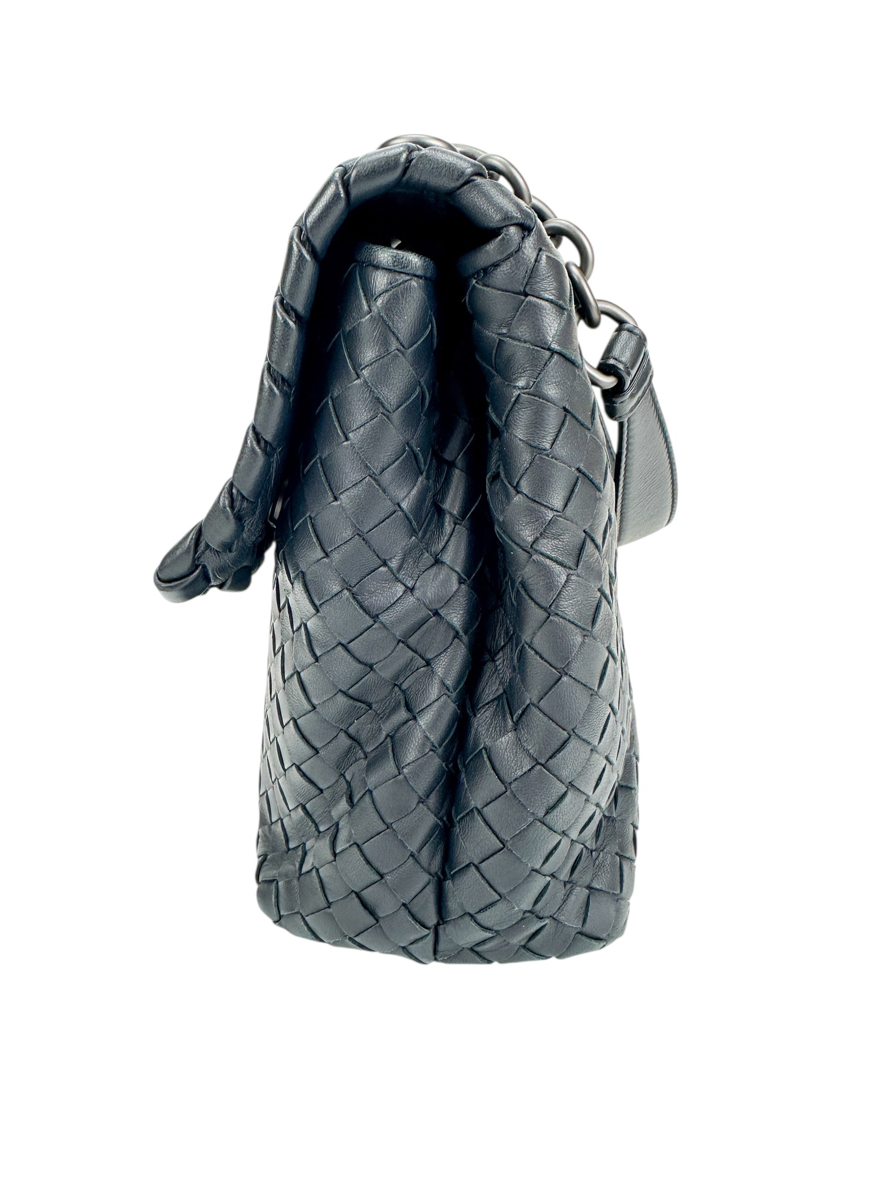 Bottega Veneta Navy Intrecciato Olympia Bag