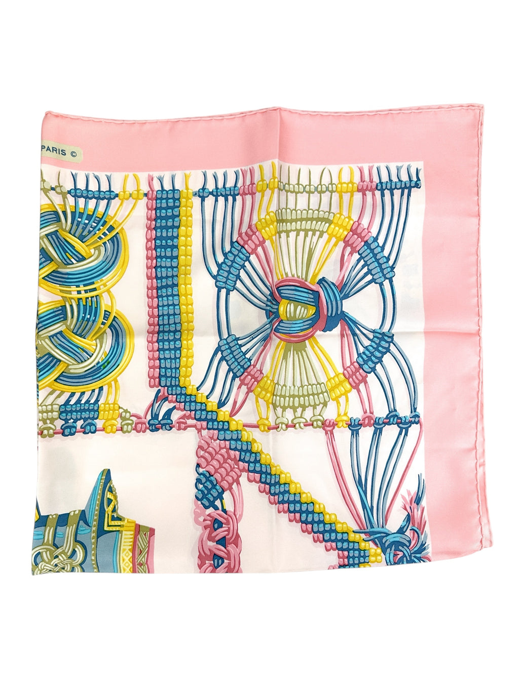Hermes Pink Macrame 90cm Silk Scarf