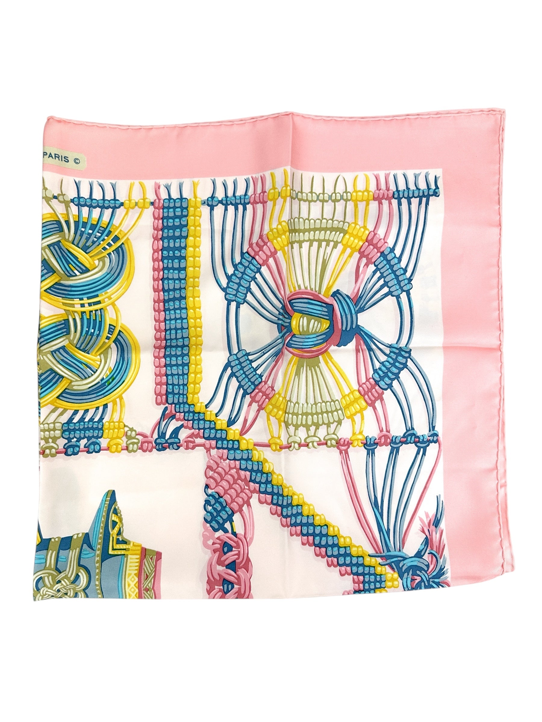 Hermes Pink Macrame 90cm Silk Scarf