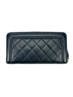 Chanel Black Quilted Lambskin Zip Around Wallet
