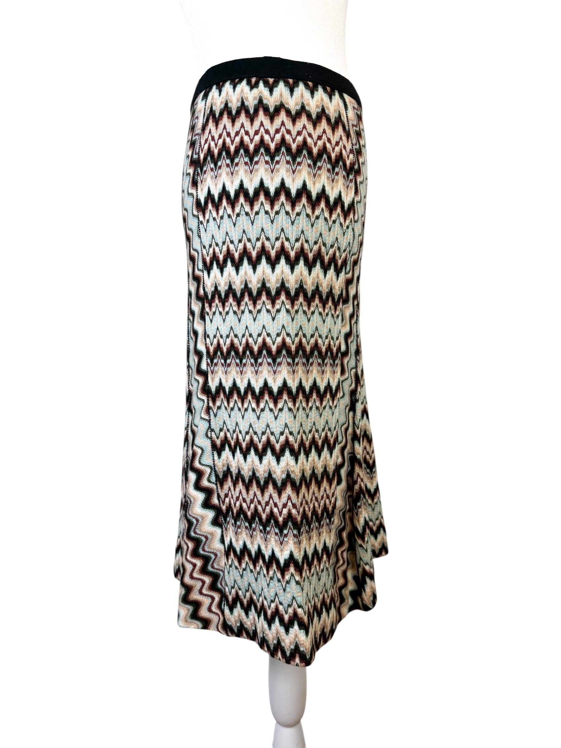 Missoni Blue/Brown Zig Zag Skirt Size 42