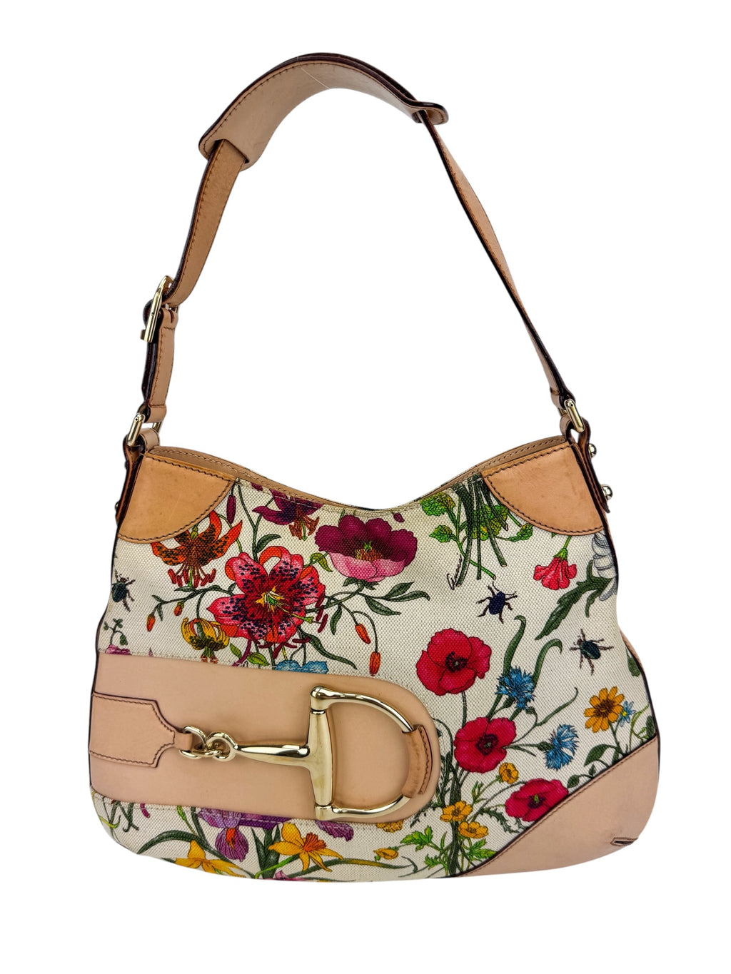 Gucci Floral Horsebit Shoulder Bag