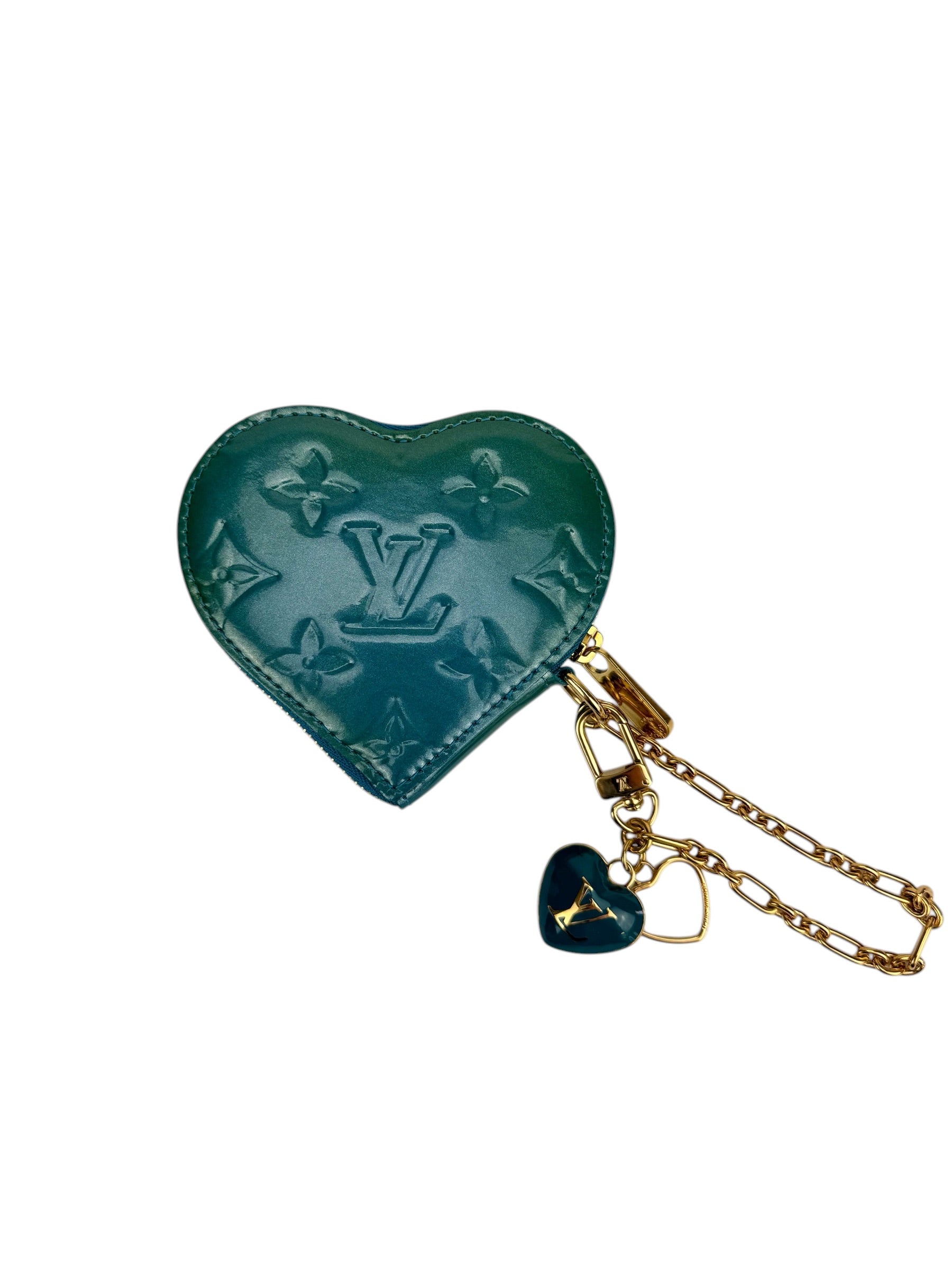 Louis Vuitton Blue Vernis Heart Coin Key Case